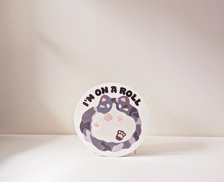 Cat On A Roll Sticker