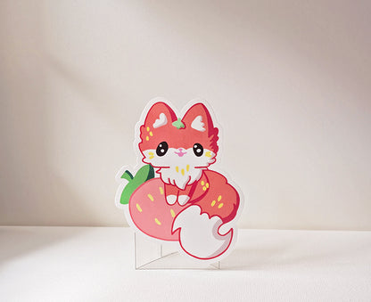 The Most Innocent Little Red Fox With A Strawberry Treat Sticker
