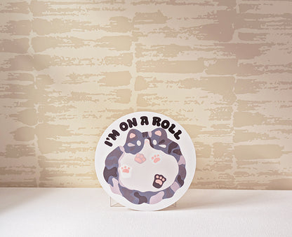 Cat On A Roll Sticker