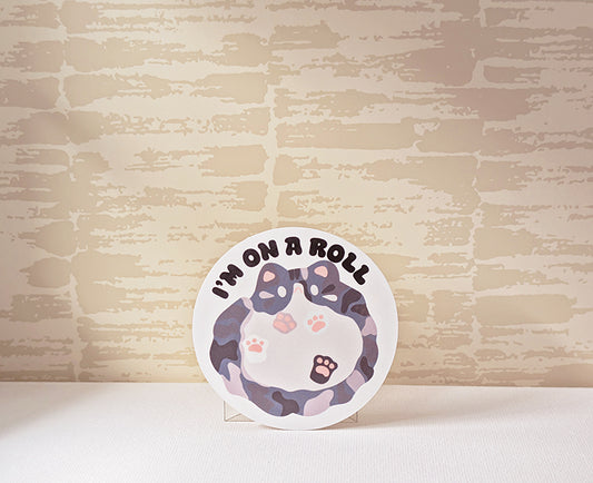 Cat On A Roll Sticker