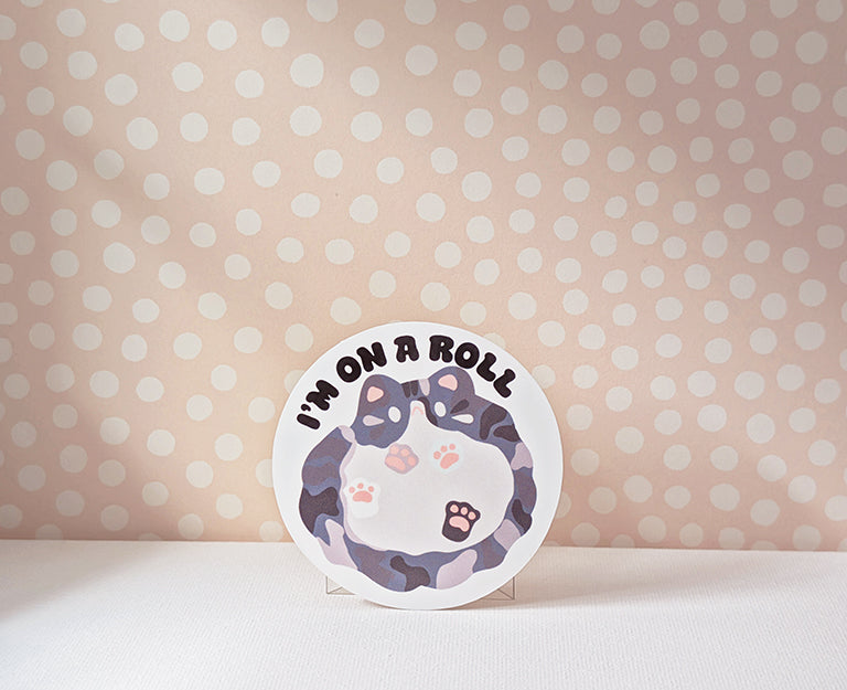 Cat On A Roll Sticker