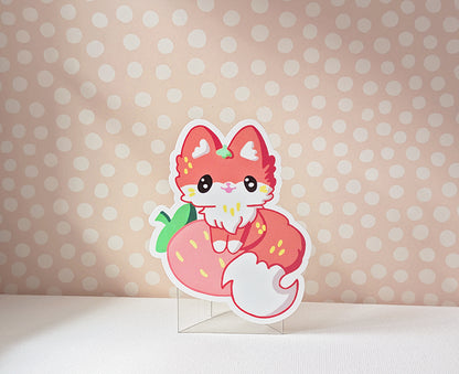 The Most Innocent Little Red Fox With A Strawberry Treat Sticker