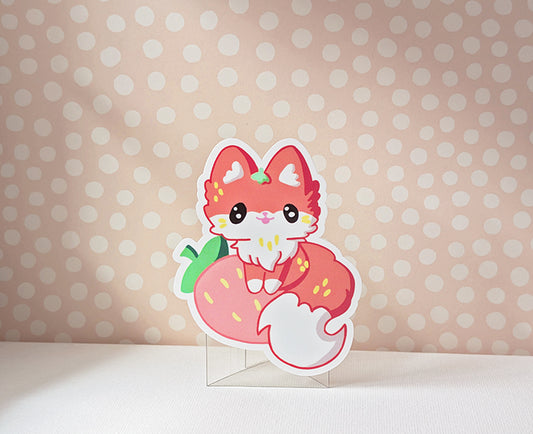 The Most Innocent Little Red Fox With A Strawberry Treat Sticker