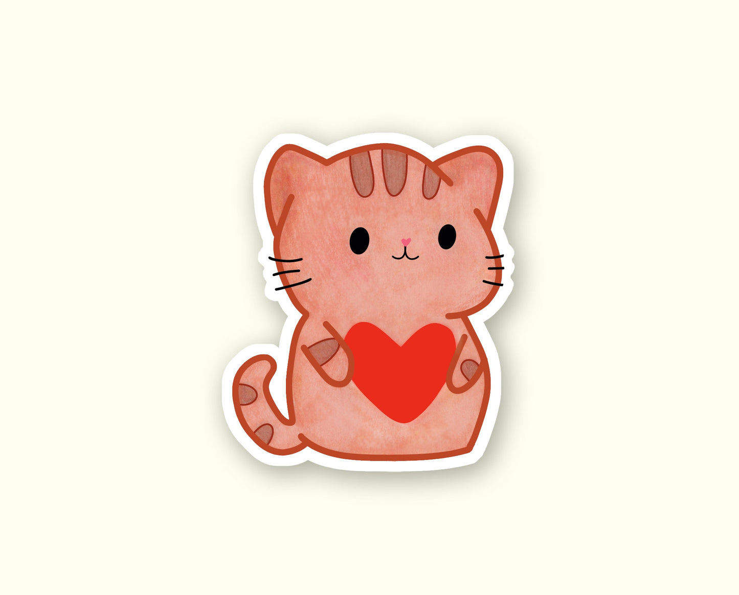 Cat Holding Heart Sticker