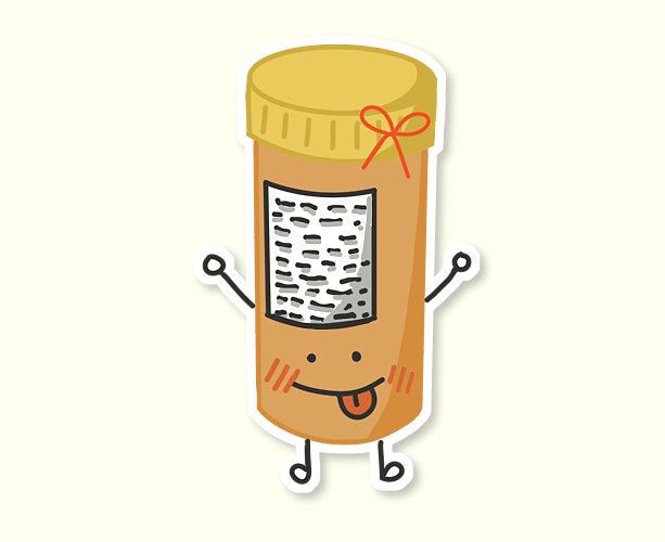 Blushing Cute Pill Bottle Sticker
