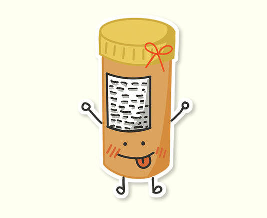 Blushing Cute Pill Bottle Sticker